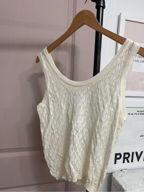 PRIV - Cream Knit Sleeveless Tank Top - Classic Summer Layering MED NWT